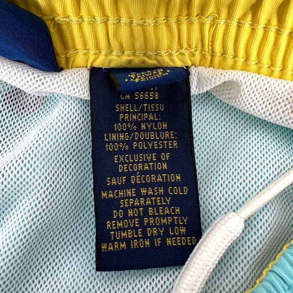 POLO Ralph Lauren Mens Swim Trunks Aqua Yellow Drawstring Mesh Lined Size S - Picture 6 of 10